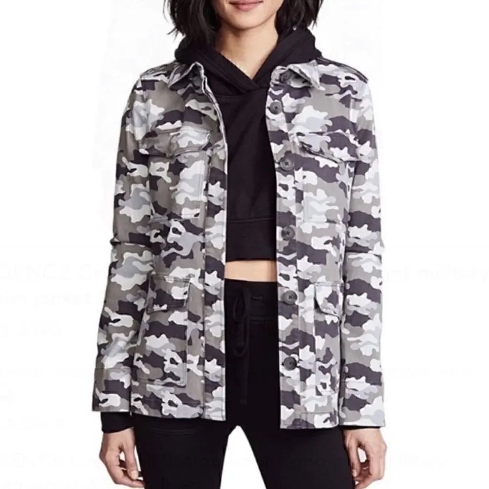 L’agence Cromwell Button Front Camo Print Military Style Jacket Size S